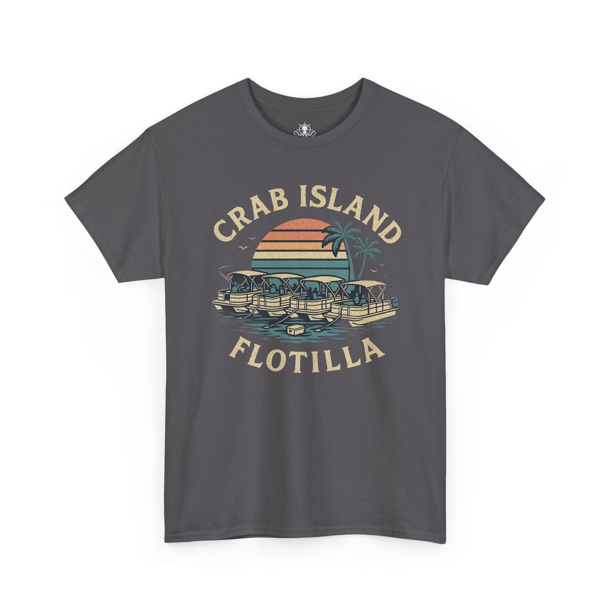 Crab Island Flotilla Florida Unisex Heavy Cotton Tee, Beach Vibe Shirt, Vacation Outfit, Summer Party Top, Gift for Water Lovers - Fair Winds Clothing