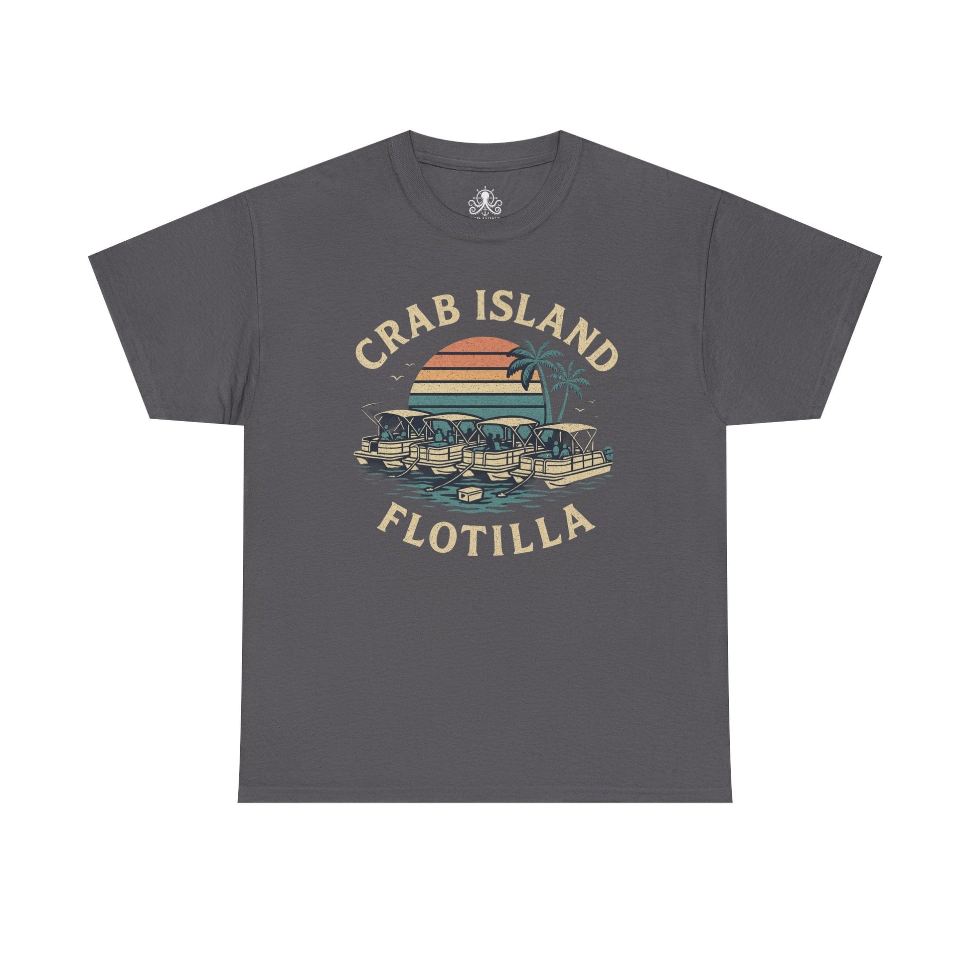 Crab Island Flotilla Florida Unisex Heavy Cotton Tee, Beach Vibe Shirt, Vacation Outfit, Summer Party Top, Gift for Water Lovers - Fair Winds Clothing