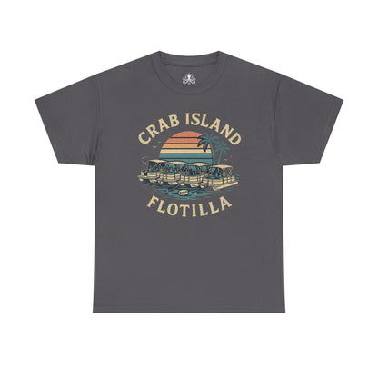 Crab Island Flotilla Florida Unisex Heavy Cotton Tee, Beach Vibe Shirt, Vacation Outfit, Summer Party Top, Gift for Water Lovers - Fair Winds Clothing