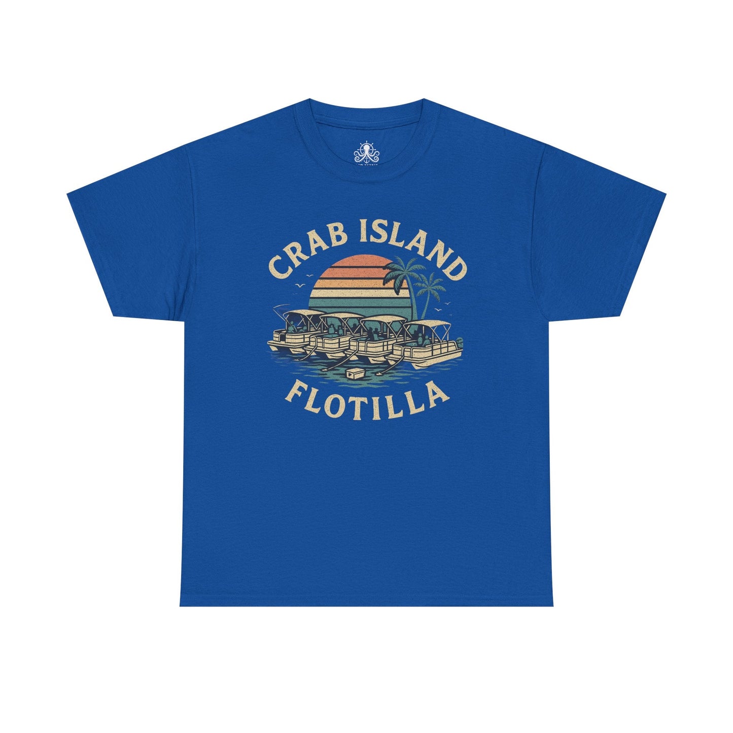 Crab Island Flotilla Florida Unisex Heavy Cotton Tee, Beach Vibe Shirt, Vacation Outfit, Summer Party Top, Gift for Water Lovers - Fair Winds Clothing