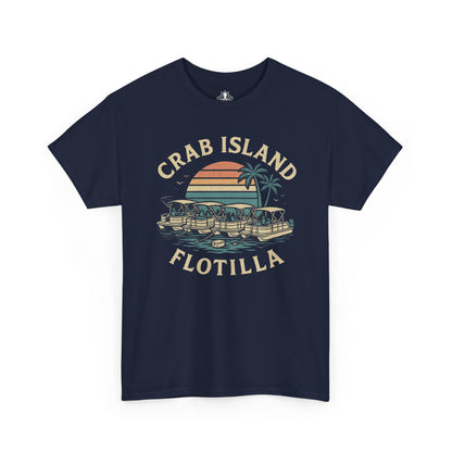 Crab Island Flotilla Florida Unisex Heavy Cotton Tee, Beach Vibe Shirt, Vacation Outfit, Summer Party Top, Gift for Water Lovers - Fair Winds Clothing