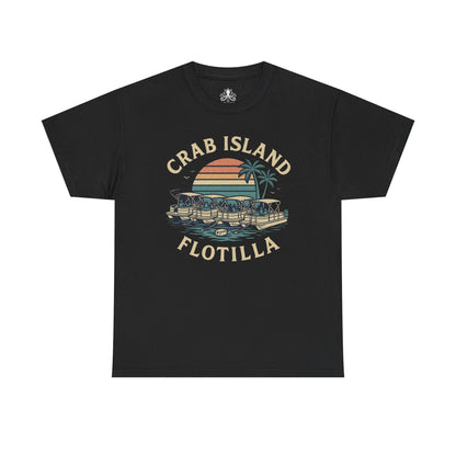 Crab Island Flotilla Florida Unisex Heavy Cotton Tee, Beach Vibe Shirt, Vacation Outfit, Summer Party Top, Gift for Water Lovers - Fair Winds Clothing