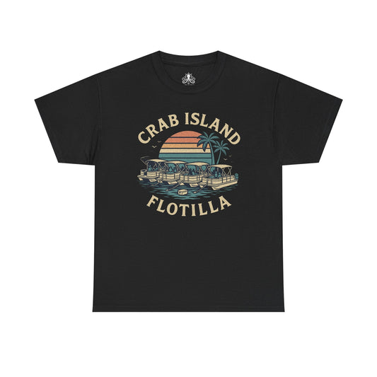 Crab Island Flotilla Florida Unisex Heavy Cotton Tee, Beach Vibe Shirt, Vacation Outfit, Summer Party Top, Gift for Water Lovers - Fair Winds Clothing