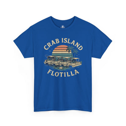 Crab Island Flotilla Florida Unisex Heavy Cotton Tee, Beach Vibe Shirt, Vacation Outfit, Summer Party Top, Gift for Water Lovers - Fair Winds Clothing