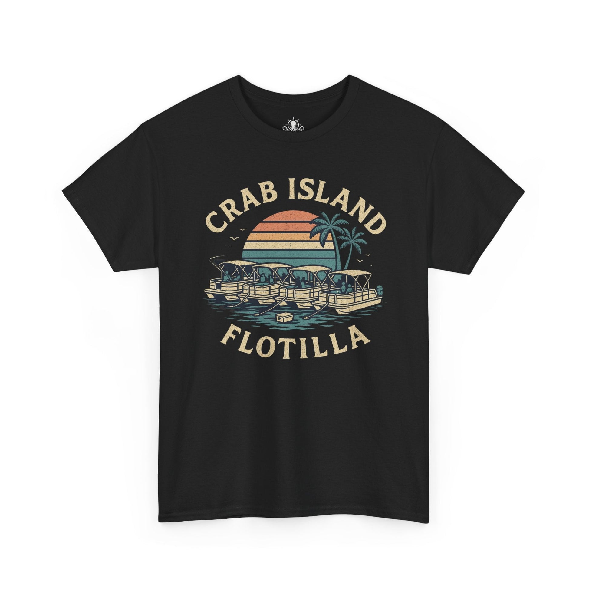 Crab Island Flotilla Florida Unisex Heavy Cotton Tee, Beach Vibe Shirt, Vacation Outfit, Summer Party Top, Gift for Water Lovers - Fair Winds Clothing
