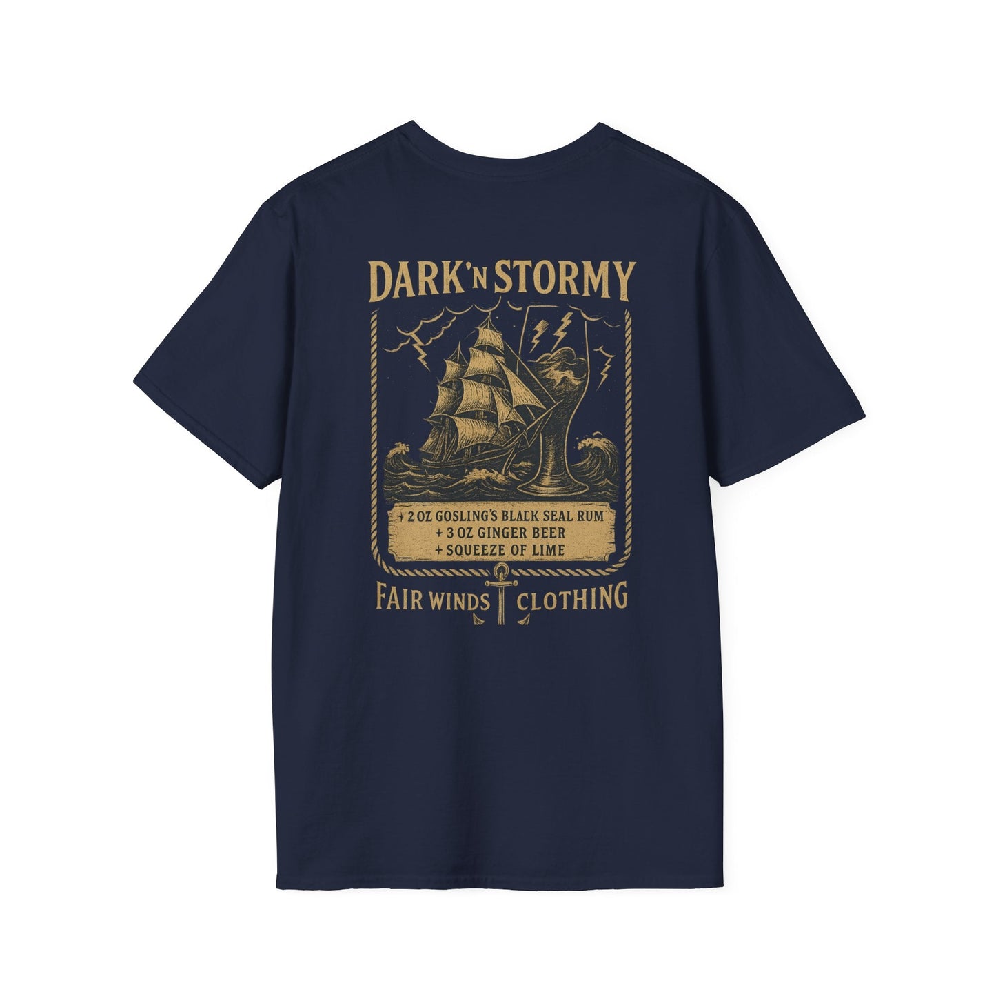 Drinking Unisex T-Shirt - Dark and Stormy Design - Fair Winds Clothing