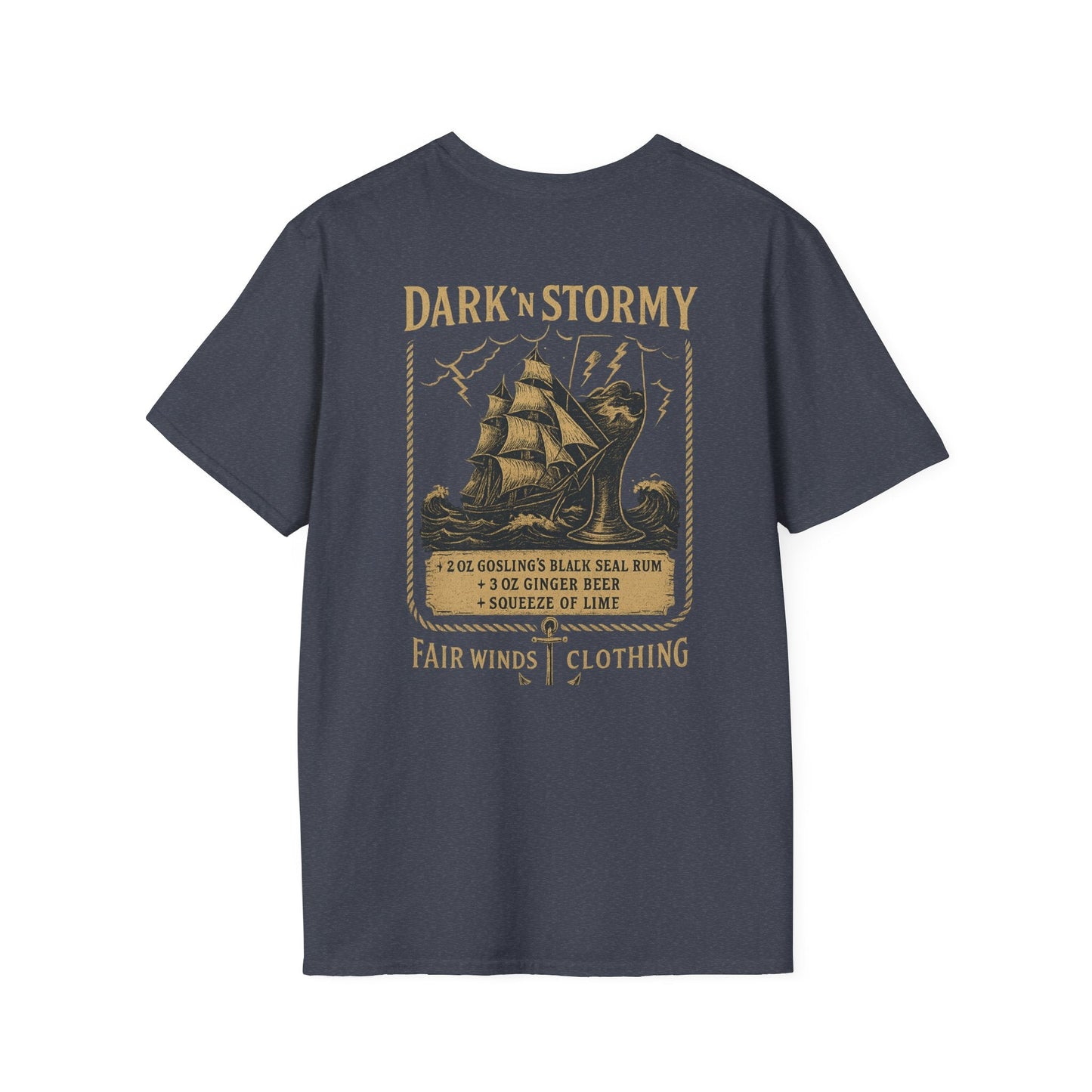 Drinking Unisex T-Shirt - Dark and Stormy Design - Fair Winds Clothing