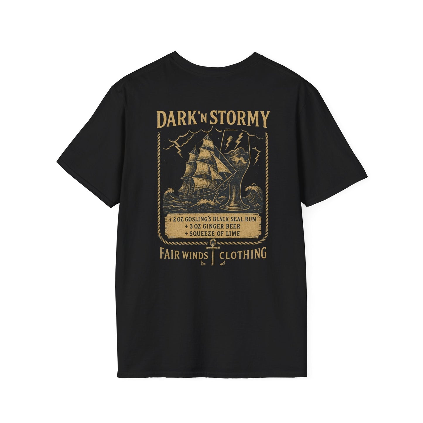 Drinking Unisex T-Shirt - Dark and Stormy Design - Fair Winds Clothing