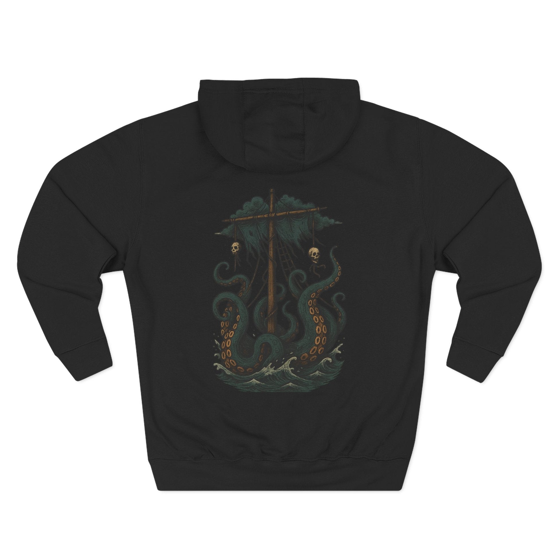 Kraken Inspired Fleece Hoodie, Artistic Hoodie, Nautical Clothing, Casual Wear, Gift for Ocean Lovers, Unique Graphic Hoodie - Fair Winds Clothing