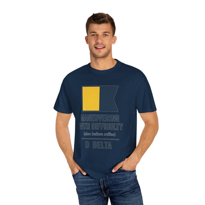 Maneuvering with Difficulty T-shirt, Unisex Garment - Dyed Shirt, Nautical Shirt for Sailing Lovers, Funny Coffee Shirt, Gift for Sailors - Fair Winds Clothing