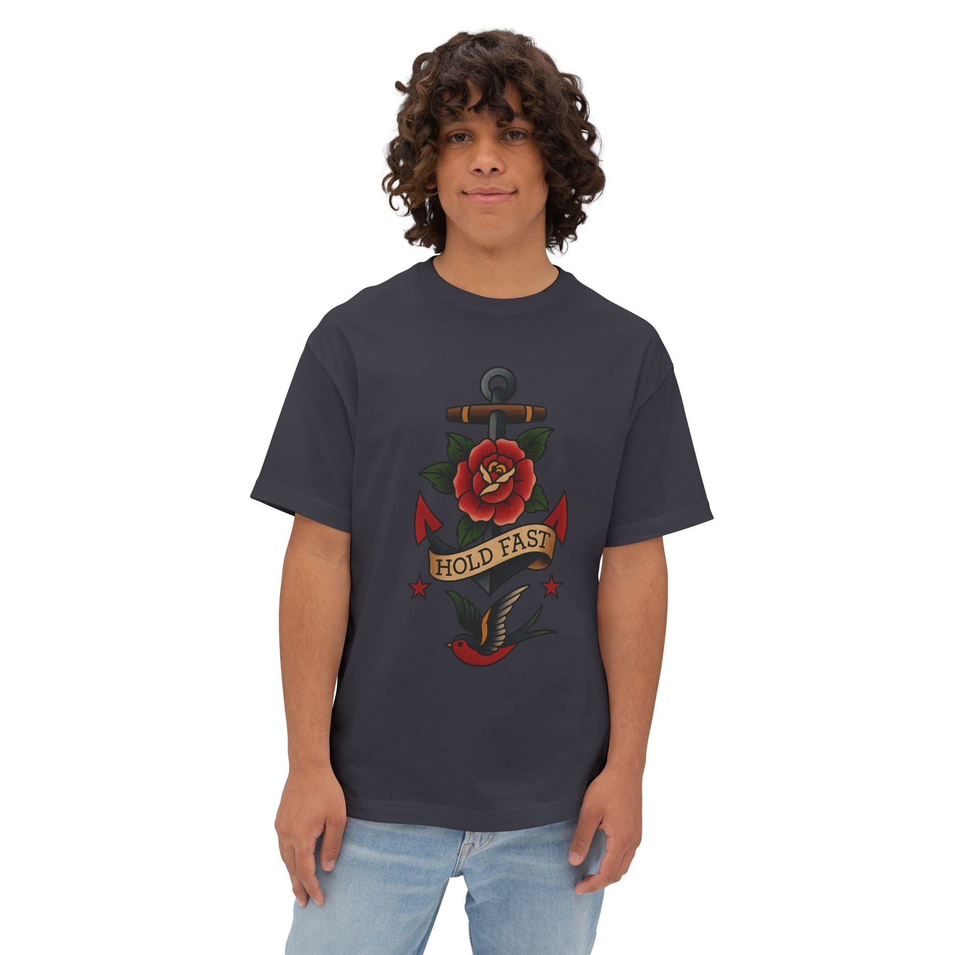Oversized T-Shirt Sailor Tattoo Rose Design - Fair Winds Clothing