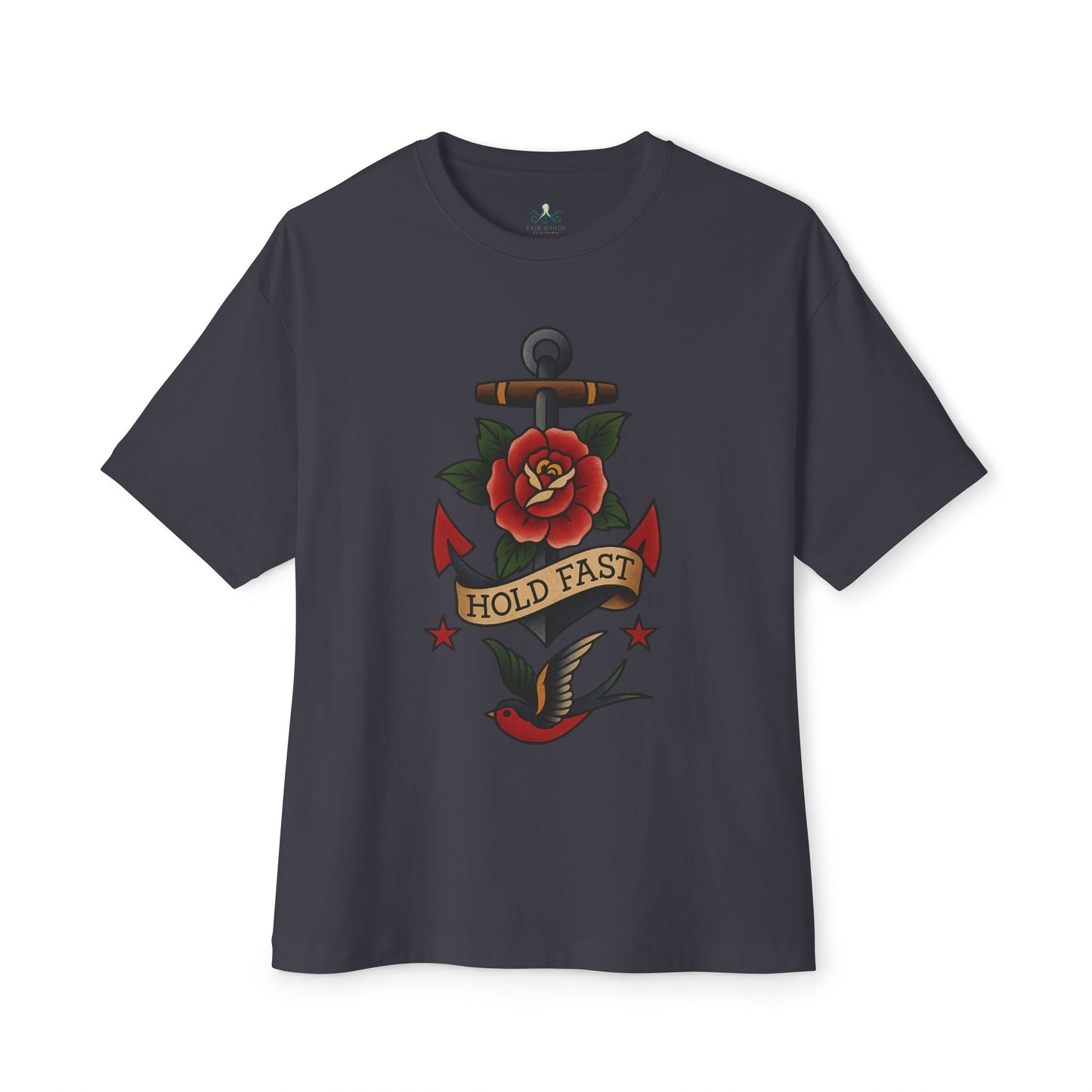 Oversized T-Shirt Sailor Tattoo Rose Design - Fair Winds Clothing