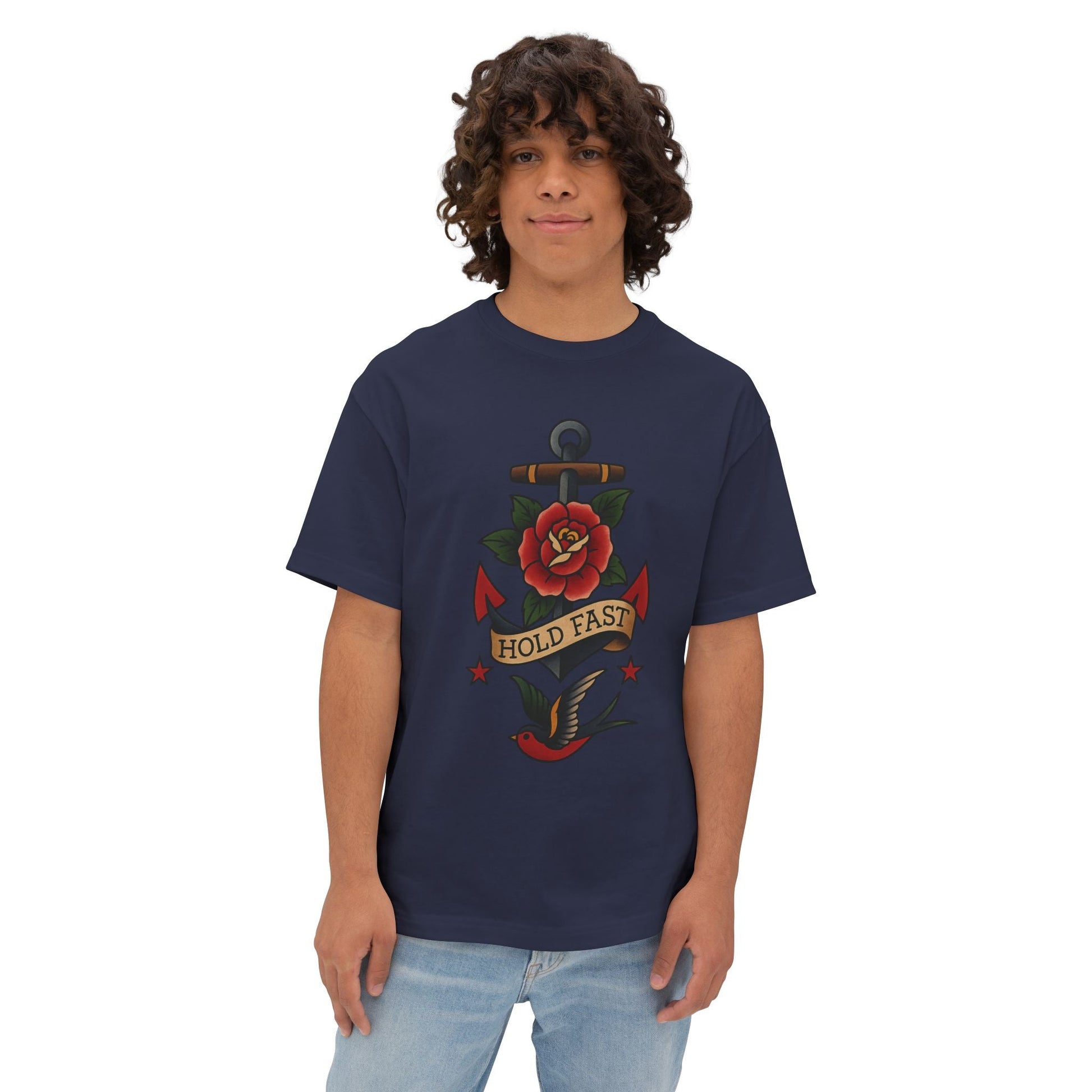 Oversized T-Shirt Sailor Tattoo Rose Design - Fair Winds Clothing