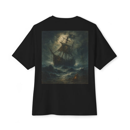 Oversized Tee - Dark Sailing Ship Print - Fair Winds Clothing