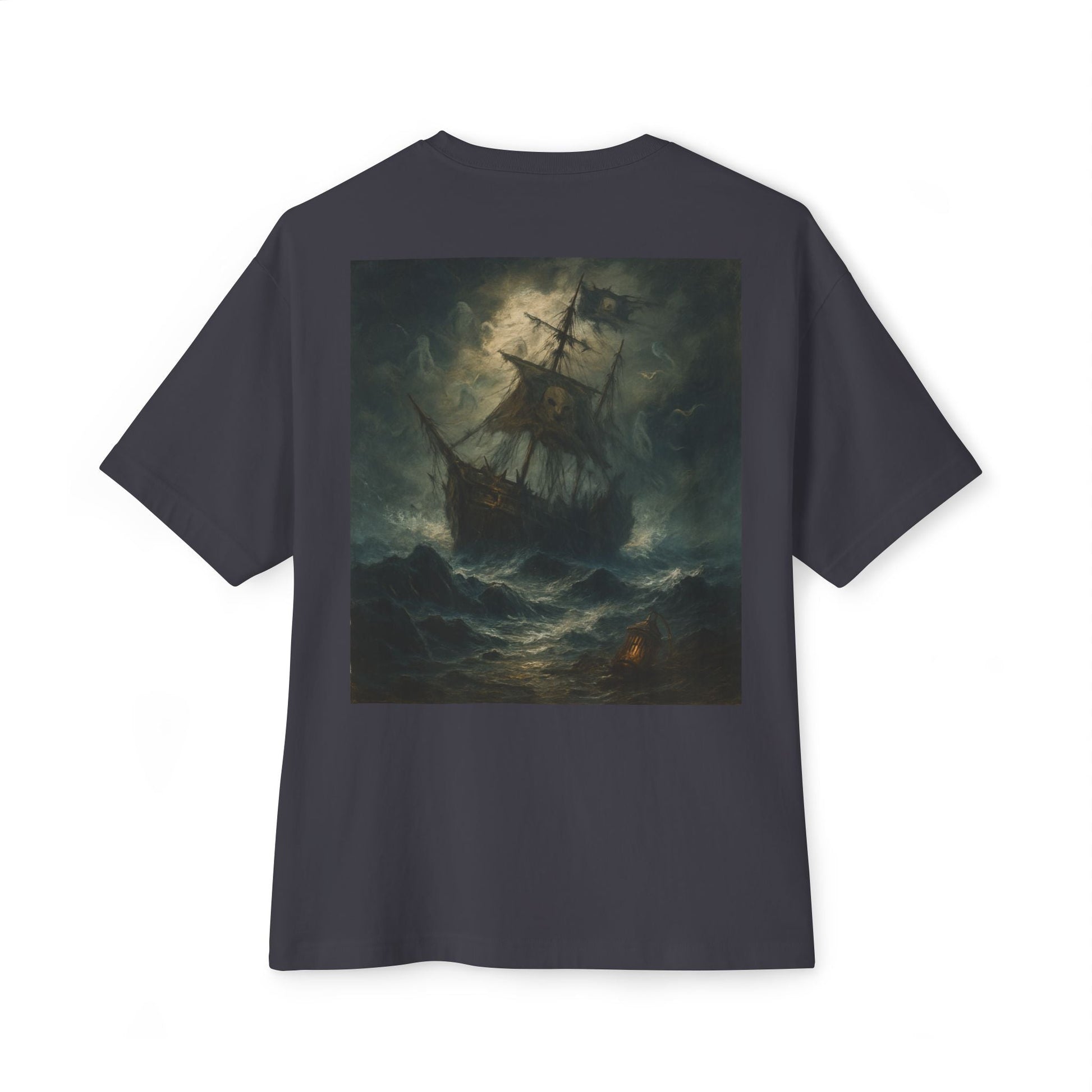 Oversized Tee - Dark Sailing Ship Print - Fair Winds Clothing