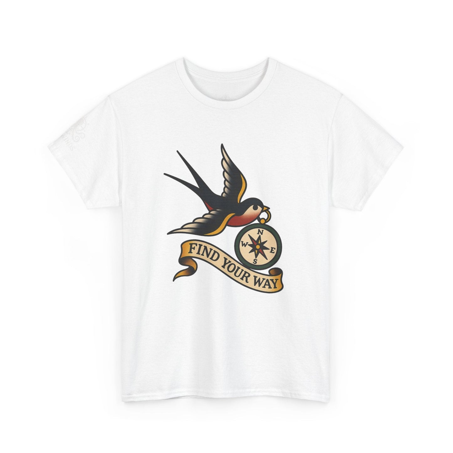 Tee Shirt Traditional Tattoo Flash Swallow Compass Unisex - Fair Winds Clothing