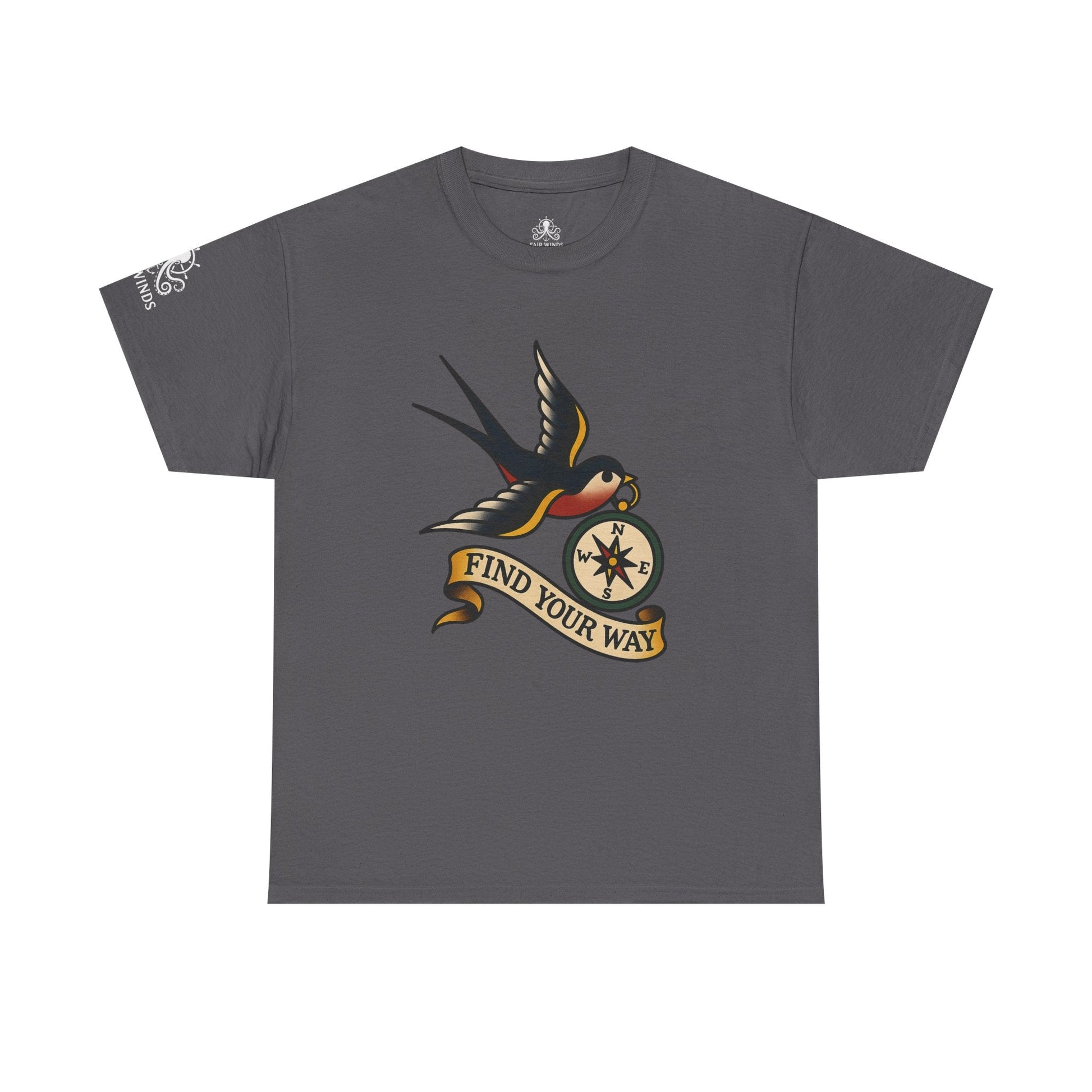 Tee Shirt Traditional Tattoo Flash Swallow Compass Unisex - Fair Winds Clothing