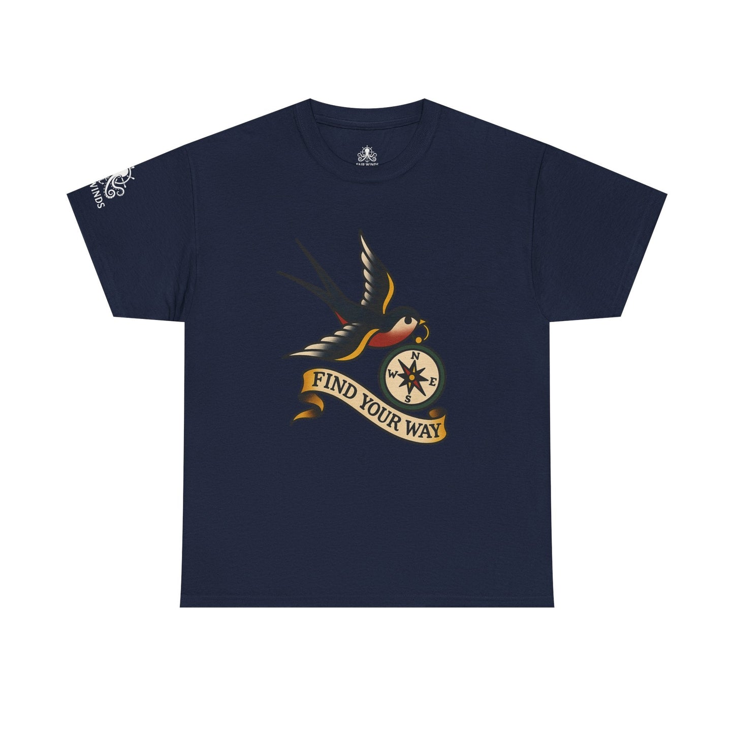 Tee Shirt Traditional Tattoo Flash Swallow Compass Unisex - Fair Winds Clothing